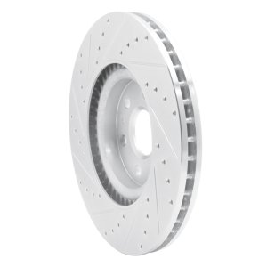 Cadillac SRX Brake Rotor (1) - Front Right - R1 Concepts - Drilled & Slotted - Silver - `10-`16